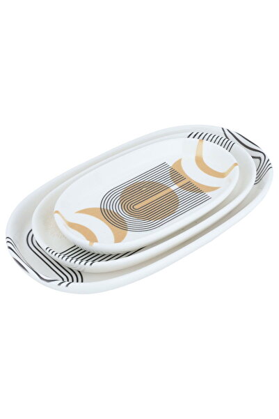 Alsaif Gallery Saif Gallery Porcelain Serving Plate Set, 10 x 14.5 x 17 cm, O...