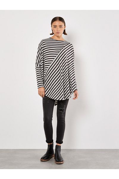 Apricot Asymmetrisch gestreiftes Jersey-Top