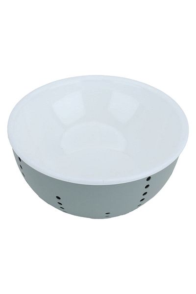 Alsaif Gallery Al Saif Gallery steel bowl, round, double gray base, 17 x 17 x 9 cm - white