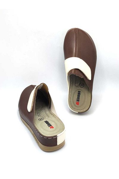DR KLOMPA Γυναικείες Παντόφλες MS891 Καφέ Μπεζ Fanetta Orthopedic Sabo Slippers