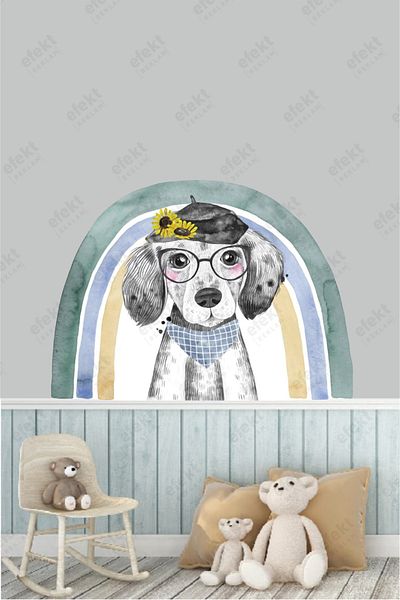 efekt reklam Cute Dog Boho Kids Room Wall Adhesive Sticker Set