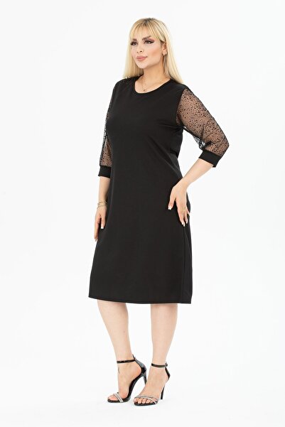 modayız Φόρεμα με μανίκια από τούλι Plus Size 34E-2399