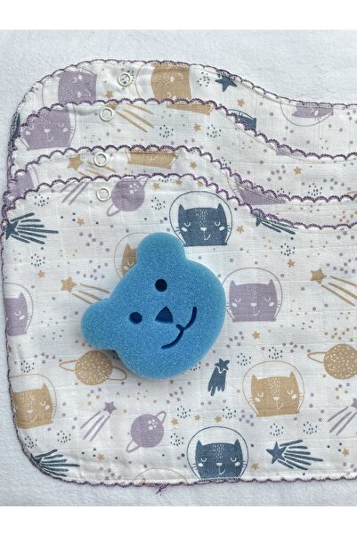 MASALBABY مريلة مزدوجة الطبقات من الموسلين / غطاء كتف وإسفنجة حمام