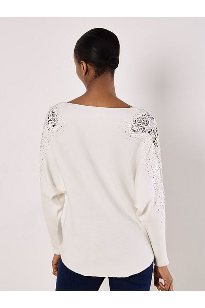 Apricot Nietenarm-Batwing-Pullover
