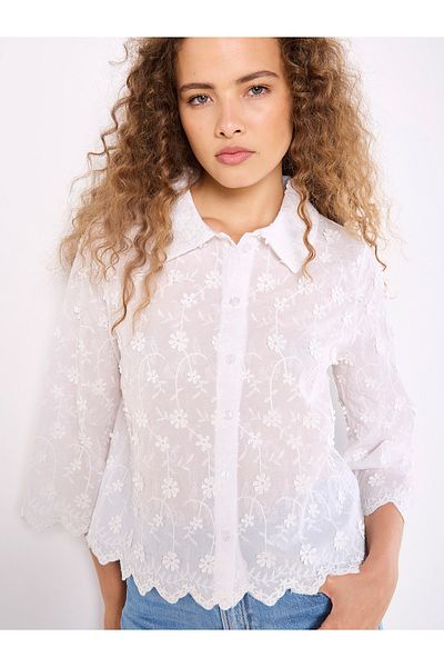 Apricot Gekürztes Shirt mit Blumenapplikation