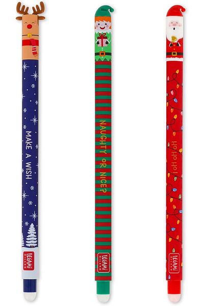 STOREMAX Bystoreby - Set of 3 Erasable Gel Pens, Christmas Print, Heat Sensitive Erasable Ink,