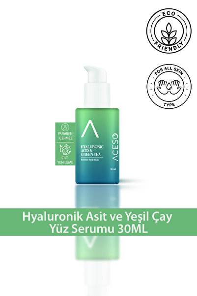 Aceso Cosmetics Hyaluronik Asit Yeşil Çay Yüz Serumu | Nemlendirici & Yatıştı...
