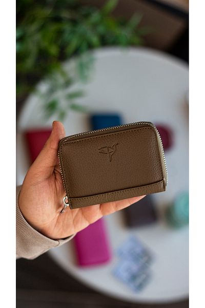 Garbalia Πορτοφόλι Sydney από γνήσιο δέρμα Unisex Χακί με φερμουάρ για κέρματα