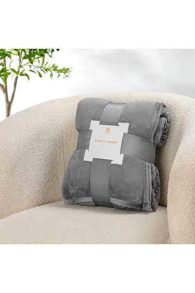 Orange Bed & Bath Comfy | Single Fur Blanket - Velvet Sherpa Grey