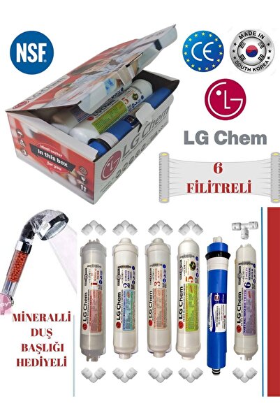 LG Chem 6 Filitreli Orjinal Kutusunda. Duş Başlığı Hediyeli Su Arıtma Cihazı Filitresı Seti.
