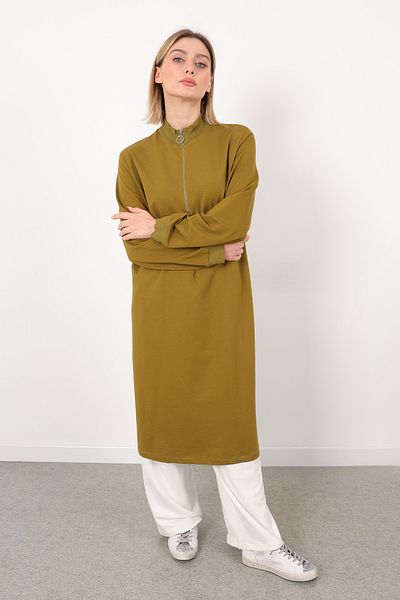 Linvey Stand Collar Zippered Large Size Comfortable Fit Tunic (K7568 Battali)