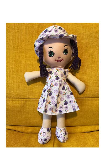 Nostalji Kutusu Purple Hair Flower Girl Toy Cloth Doll Sleeping Companion 50 cm Dollhouse Gift Birthday Gift