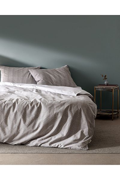 Madame Coco Bailey King Size 100% Cotton Ranforce Printed Duvet Cover Set - Grey