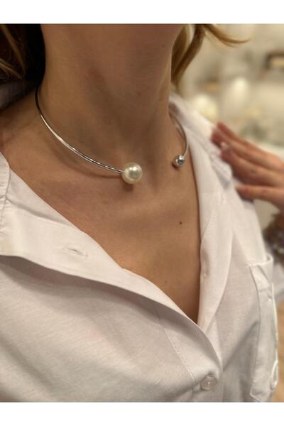 Jerie İnci ve Topçuk Detaylı Choker Kolye