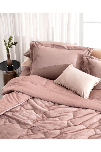 Madame Coco Kaira Çift Kişilik Comforter Set - Pudra