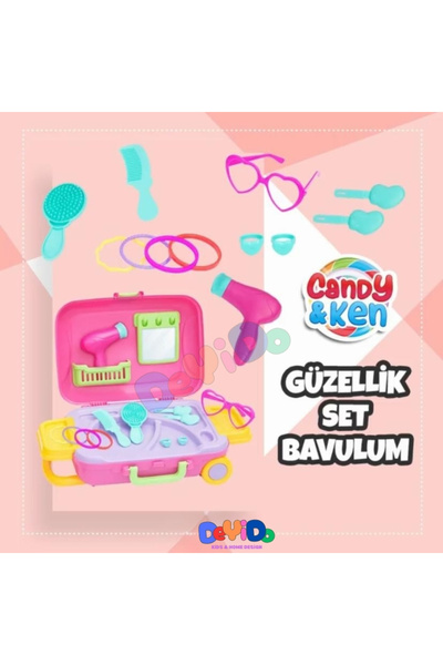 DeYiDo Güzellik Set Bavulum Oyuncak Valizli Güzellik Setleri Eğlenceli Kuaför Makyaj Bakım Evcilik Seti