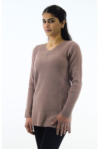 Tuğra Collar and Sleeve Stone Detailed Knitwear Sweater