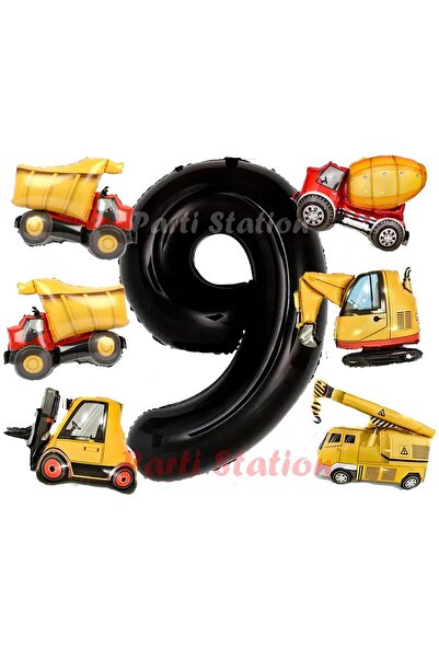 Parti Station مجموعة بالونات لمركبات البناء لعيد الميلاد بعمر 9 سنوات، صغيرة ...