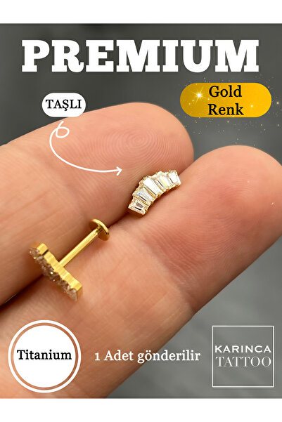 Karınca Piercing Baget Zirkon Taşlı Titanyum Conch Piercing Flat Tragus Kulak Helix Kıkırdak Küpe