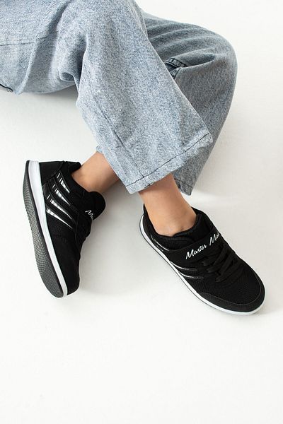 BOUIS Adidași unisex alb-negru - pantofi sport flexibili, ușori, respirabili, cu un singur velcro