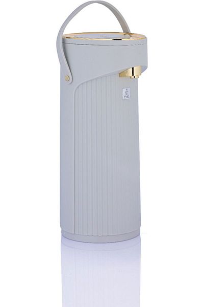 Alsaif Gallery Al Saif Gallery Al Joud glass thermos, 2.2 liters, plastic outer shell - light gray golden