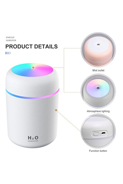 MUKKO HOME Nemlendirici ışıklı  USB Mini Araba Hava Temizleme Cihazı Ev Küçük...