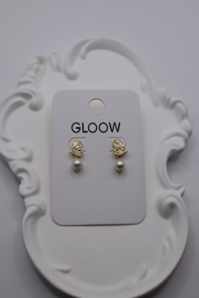 DEMOKAN Kadın Küpe 2 cm Yatay Kalp Sallantı İnci Küpe