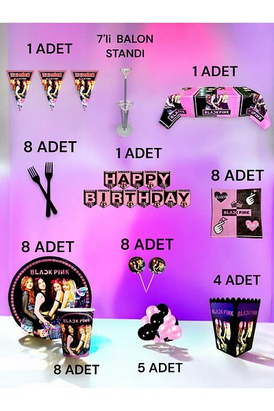 VibeHome Blackpink Themed 2XL Pack for 8 - Birthday Party and Fun Events