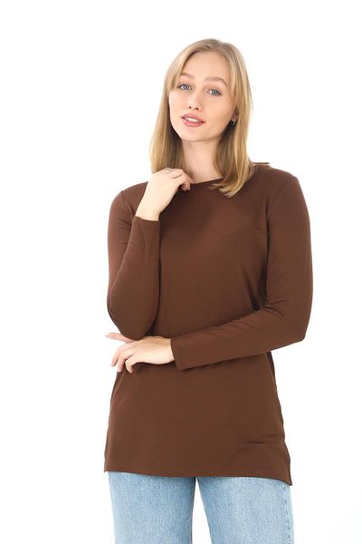 penyebizden Women's Viscose Full Lycra Tunic-Brown