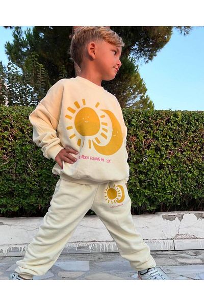 minibambi Boy's Snook Kids Costum de jos și de sus Cremă