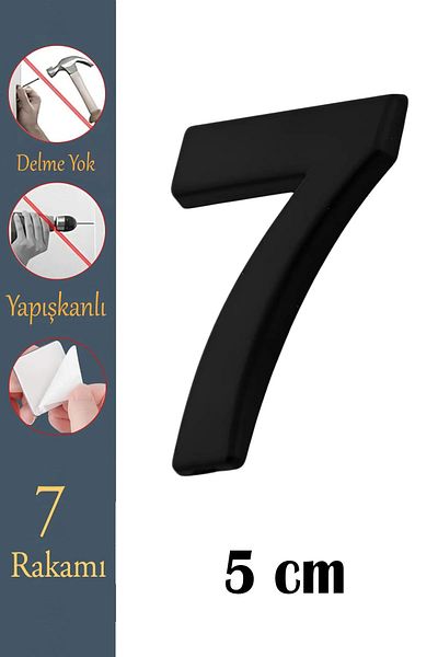 NUBLADO Număr Ușă Adeziv Dimensiune Mică 50 mm 5 cm Număr 7 Numărul 7 Numere Culoare Negru 1 Buc.