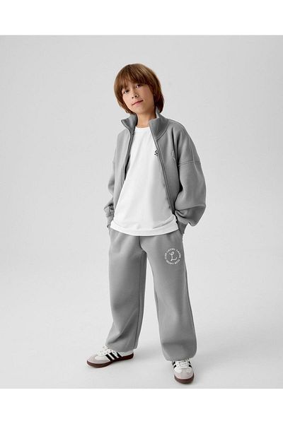 AdaKids Gray Anthracite - New Season Slogan and Zipper Detail Lightweight Suit