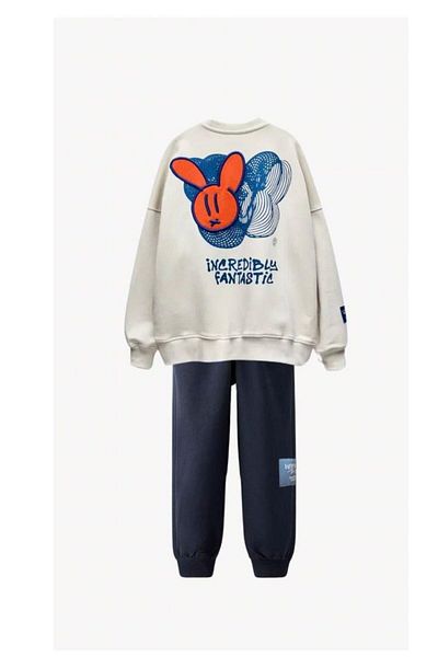 minibambi Costum de jos și de sus cu imprimeu fantastic pentru băiat, bleumarin