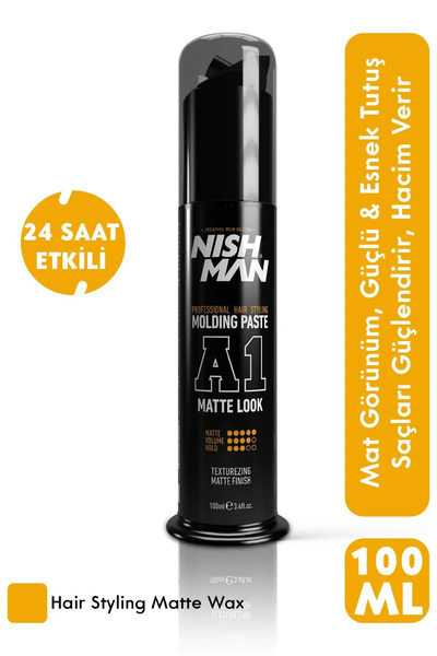 NISHMAN Saç Şekillendirici Ultra Mat Oynanabilir Pompalı Wax A1 - 100 ml