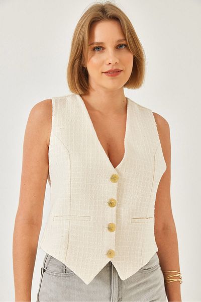 Bianco Lucci Vestă de damă din tweed cu nasturi metalici 60155 60271012
