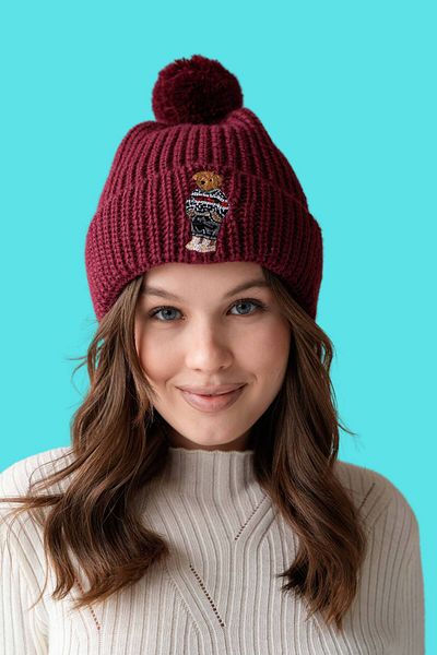 Moda Amore Teddy Bear 888 - Beret and Pompom Detailed