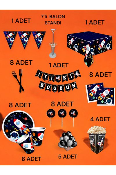 VibeHome Space Themed 2XL Pack for 8 - Birthday Party and Fun Events