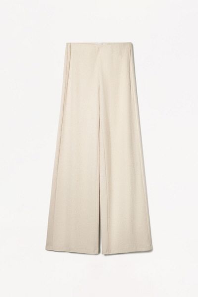 Bershka Wide-leg ribbed soft touch trousers