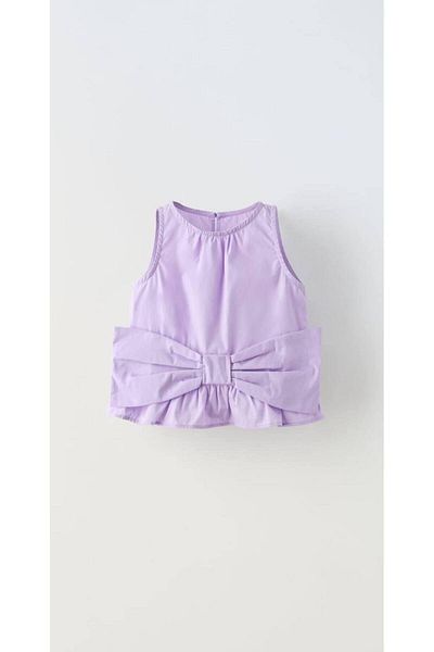 minibambi Girl's Bowknot Bottom-Top Woven Current