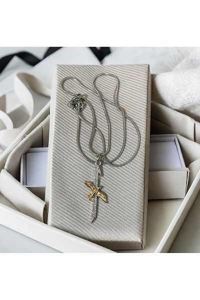 MR Steel Elif Necklace with a Figure of a Bird with a Zircon Stone