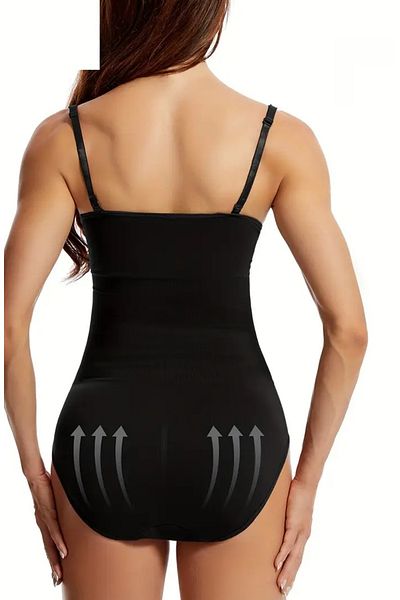 femmefinesse Black Color Bottom Hooked Regional Lifting Body Firming Bodysuit Bodice