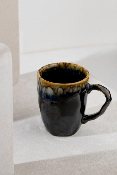 Countra Handmade Ceramic Custom Coffee Foam Pattern Design Mug Tea Cup Coffee Cup 10cm Length 8cm Mouth