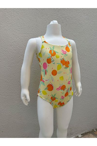 minibambi Yellow Fruit Girl's Swimsuit - Back Detailed