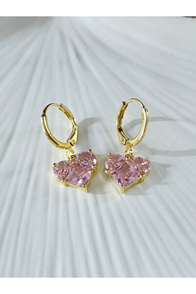 SiestaAccessories حلق على شكل قلب من حجر الزركون باللون الذهبي