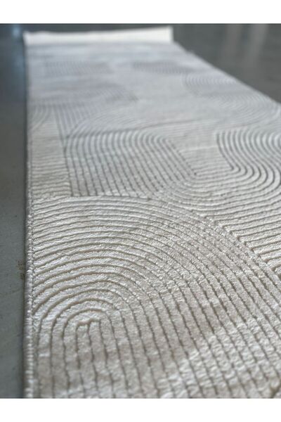 Merinos Rölyef Joy Krem Kaymaz Taban Kesme Halı Yolluk