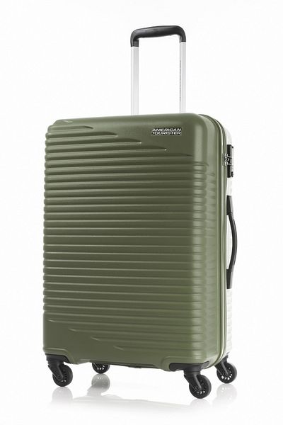 American Tourister حقيبة سفر SKYPARK HARD Spinner متوسطة الحجم باللون الأخضر مع شهادة TSA