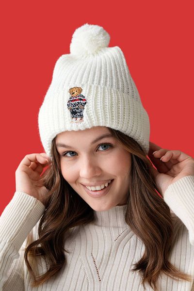 Moda Amore Teddy Bear 888 - Beret and Pompom Detailed