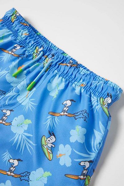 AdaKids Pantaloni scurți de baie din plasă cu model Snoopy de sezon nou, multicolori