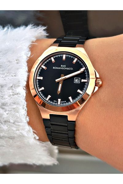 Romanson With Calendar Black Color Steel Cord Steel Case 5 Atm Waterproof Women's Wristwatch