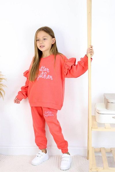 minibambi Girl's Ribbed Better Together Top and Bottom Set Pomegranate Blossom